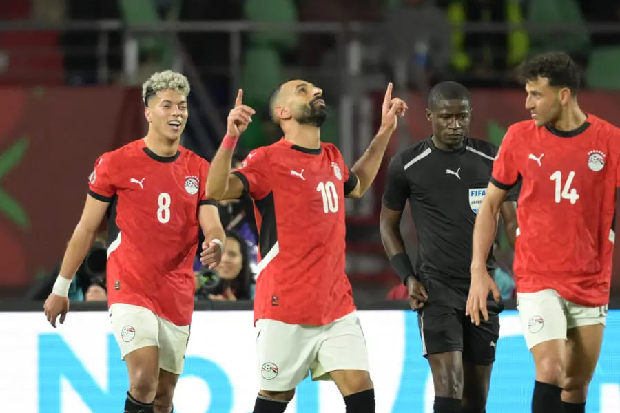 Mohamed Salah (10), capitaine de l'équipe d'Egypte